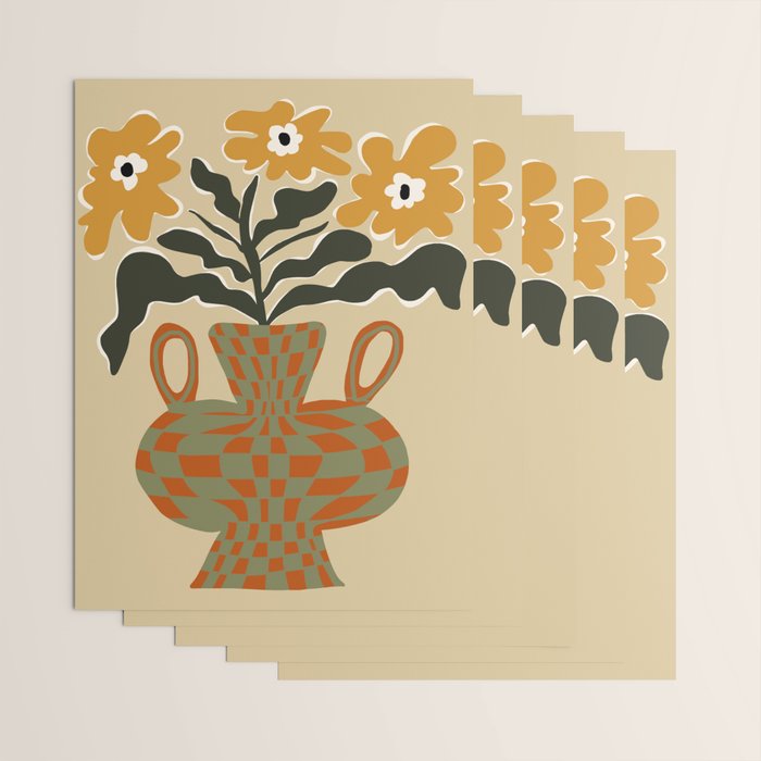 vintage flower vase with check  Wrapping Paper Gallery Image 3
