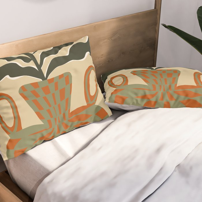 vintage flower vase with check  Pillow Sham Gallery Image 2