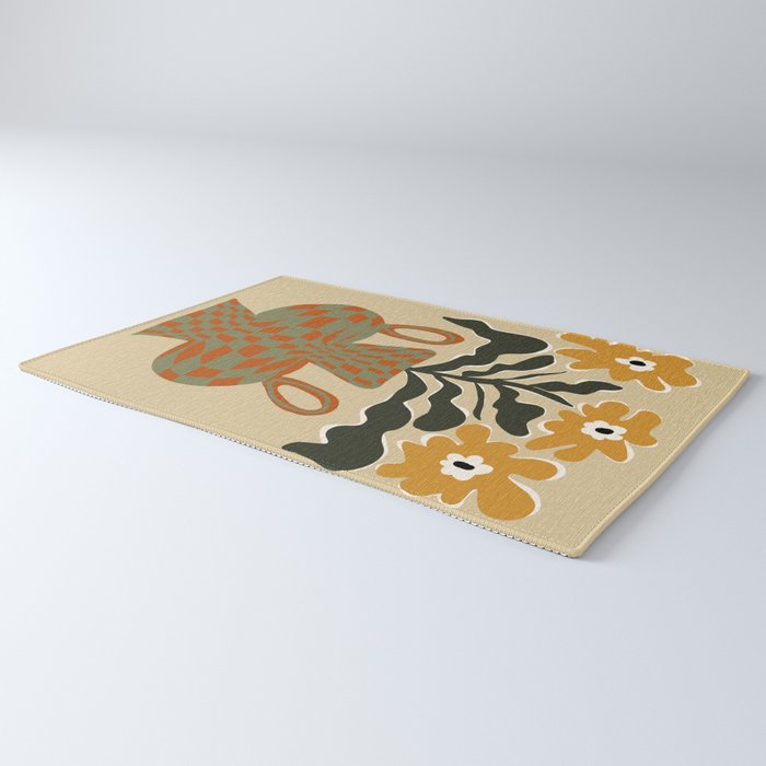 vintage flower vase with check  Rug Gallery Image 3