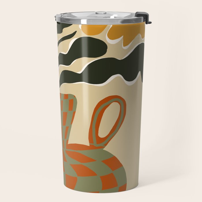 vintage flower vase with check  Travel Mug Gallery Image 2