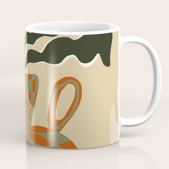 vintage flower vase with check  Coffee Mug Gallery Image 1