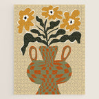 vintage flower vase with check  Jigsaw Puzzle Gallery Image 1