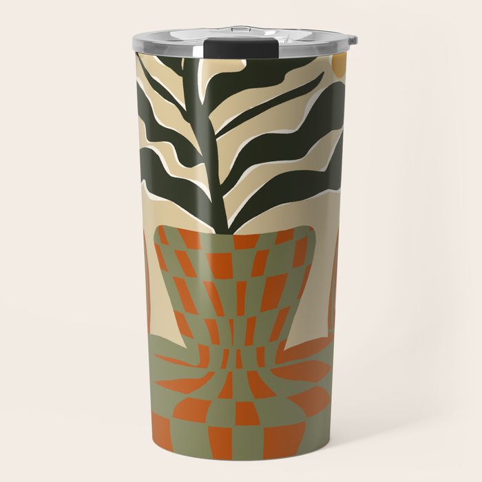vintage flower vase with check  Travel Mug Gallery Image 1
