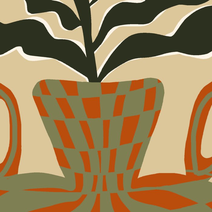 vintage flower vase with check  Coffee Mug Gallery Image 2