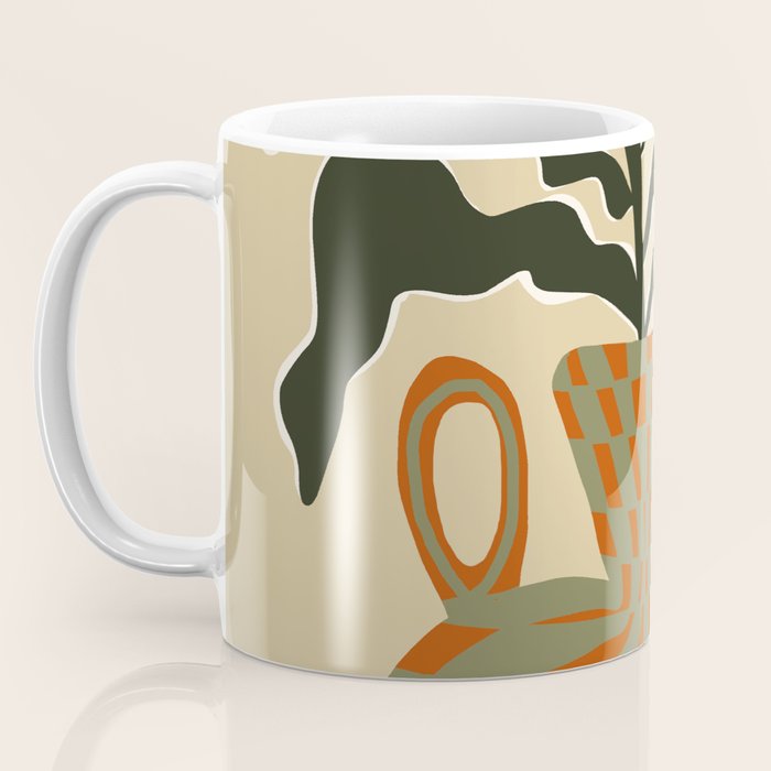 vintage flower vase with check  Coffee Mug Gallery Image 3