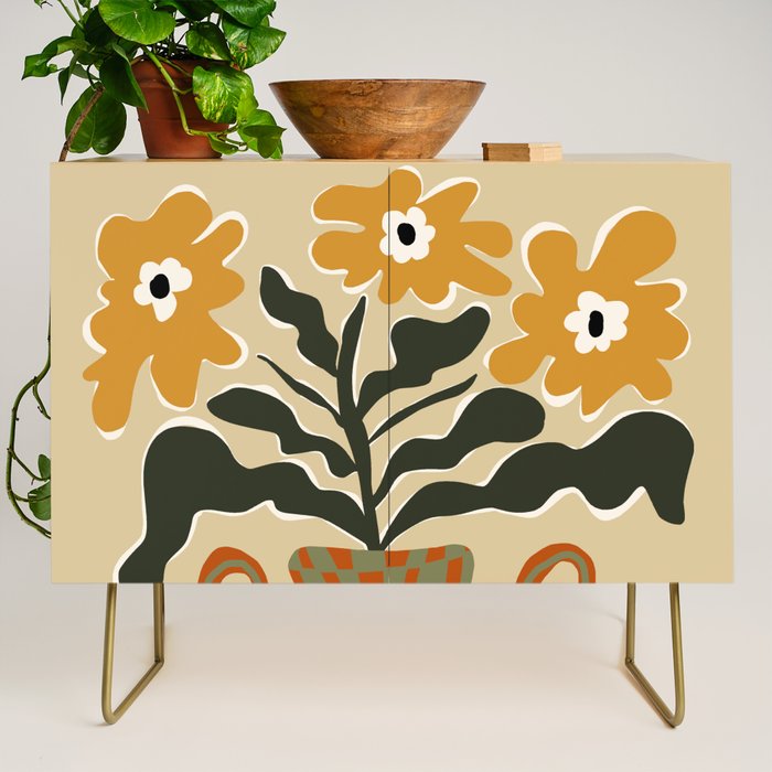 vintage flower vase with check  Credenza Gallery Image 1