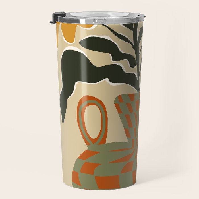 vintage flower vase with check  Travel Mug Gallery Image 3