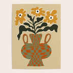 vintage flower vase with check  Poster Gallery Image 4