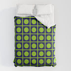 Lime Green Dot Grid Retro Modern Pop Pattern on Navy Blue Comforter Gallery Image 6