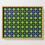 Lime Green Dot Grid Retro Modern Pop Pattern on Navy Blue Serving Tray Gallery Image 1
