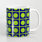 Lime Green Dot Grid Retro Modern Pop Pattern on Navy Blue Coffee Mug Gallery Image 1