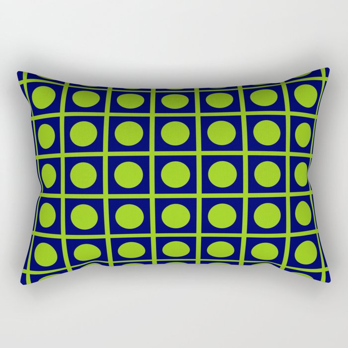 Lime Green Dot Grid Retro Modern Pop Pattern on Navy Blue Rectangular Pillow Gallery Image 1