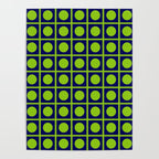 Lime Green Dot Grid Retro Modern Pop Pattern on Navy Blue Poster Gallery Image 4