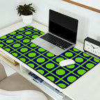 Lime Green Dot Grid Retro Modern Pop Pattern on Navy Blue Desk Mat Gallery Image 2