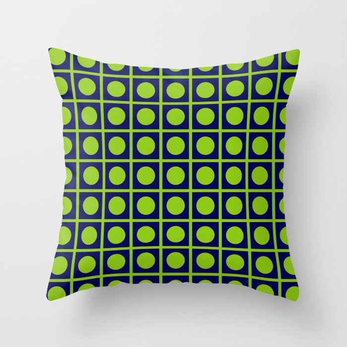 Lime Green Dot Grid Retro Modern Pop Pattern on Navy Blue Throw Pillow Gallery Image 6