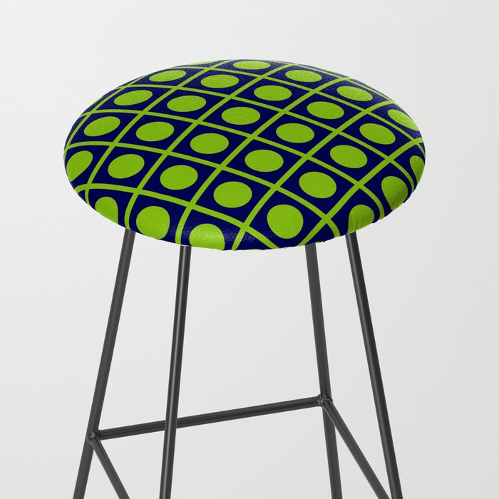 Lime Green Dot Grid Retro Modern Pop Pattern on Navy Blue Stool Gallery Image 2