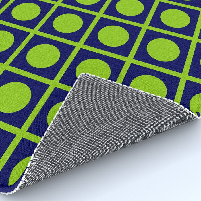 Lime Green Dot Grid Retro Modern Pop Pattern on Navy Blue Rug Gallery Image 4