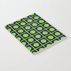 Lime Green Dot Grid Retro Modern Pop Pattern on Navy Blue Notebook Gallery Image 2