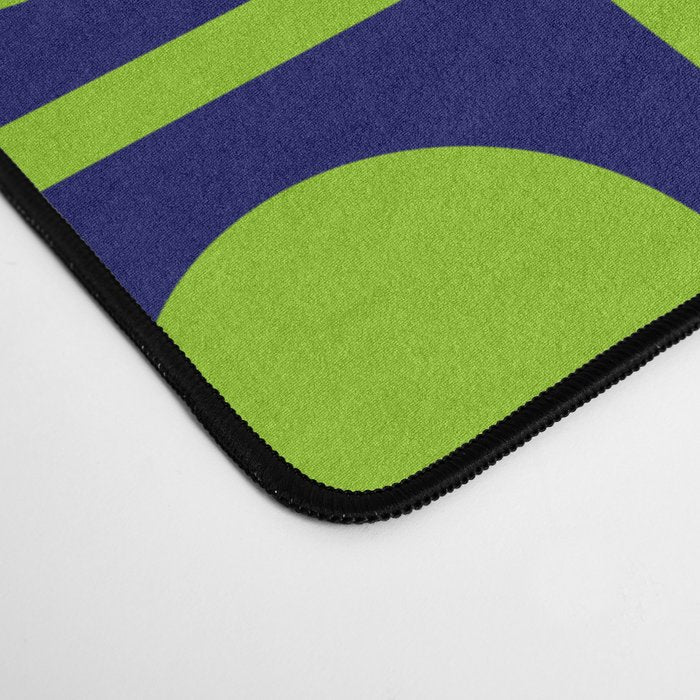 Lime Green Dot Grid Retro Modern Pop Pattern on Navy Blue Desk Mat Gallery Image 4
