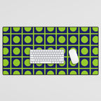 Lime Green Dot Grid Retro Modern Pop Pattern on Navy Blue Desk Mat Gallery Image 1