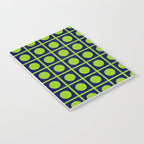 Lime Green Dot Grid Retro Modern Pop Pattern on Navy Blue Notebook Gallery Image 3