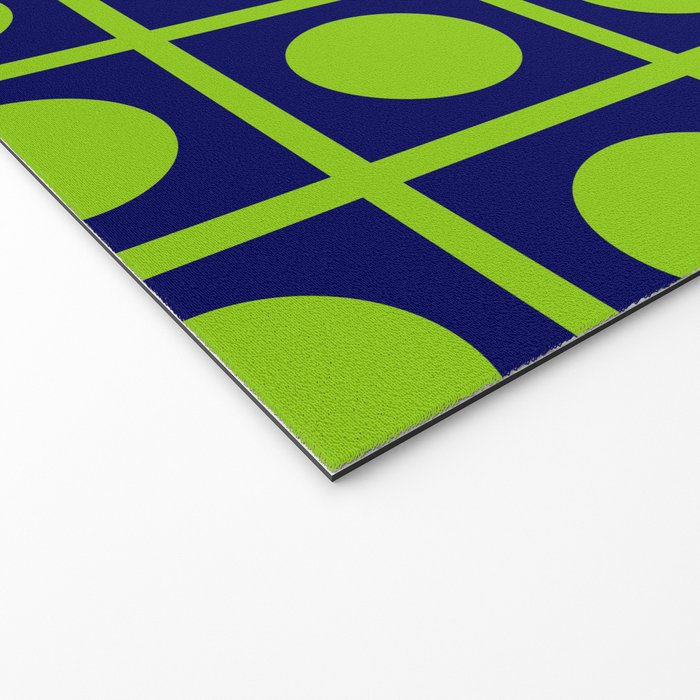 Lime Green Dot Grid Retro Modern Pop Pattern on Navy Blue Welcome Mat Gallery Image 2