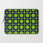 Lime Green Dot Grid Retro Modern Pop Pattern on Navy Blue Laptop Sleeve Gallery Image 1