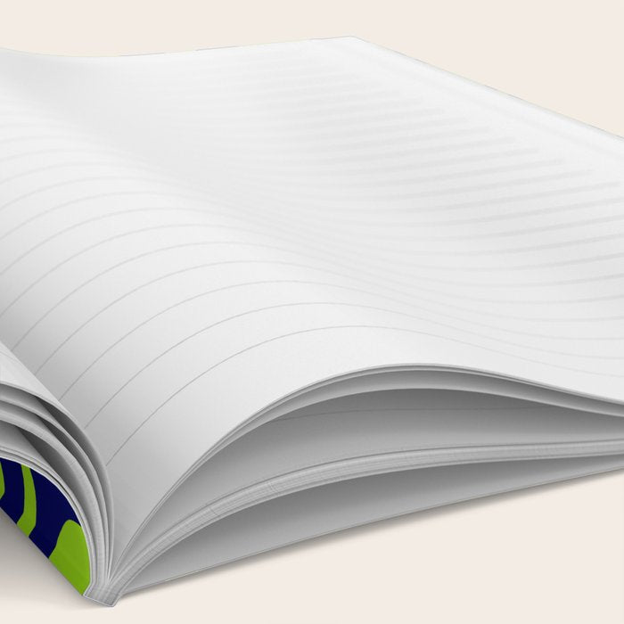 Lime Green Dot Grid Retro Modern Pop Pattern on Navy Blue Notebook Gallery Image 2