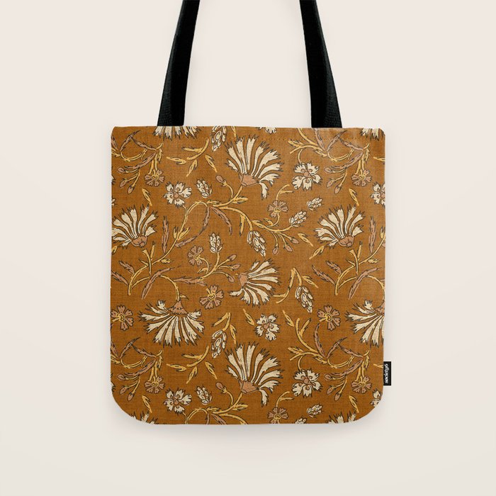 KALAMI FLORAL MUSTARD Tote Bag Gallery Image 1