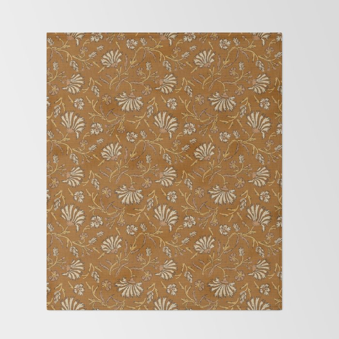 KALAMI FLORAL MUSTARD Throw Blanket Gallery Image 2