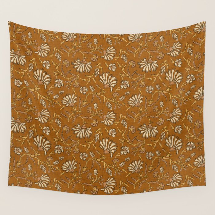 KALAMI FLORAL MUSTARD Wall Tapestry Gallery Image 4