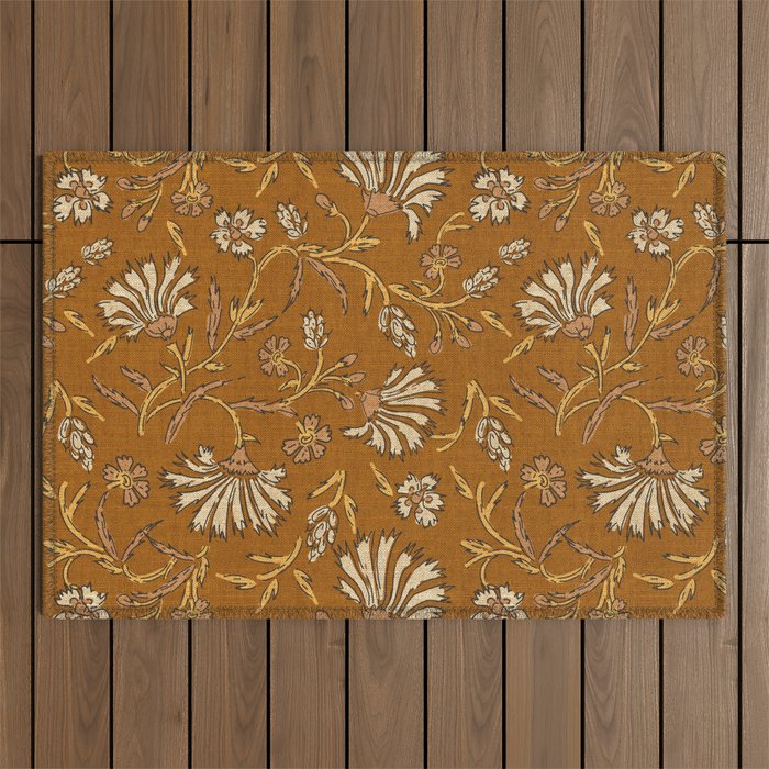 KALAMI FLORAL MUSTARD Outdoor Rug Gallery Image 1