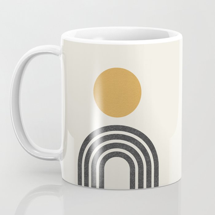 Mid century modern gold sun and black rainbow Coffee Mug Gallery Image 3