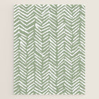 Boho, Abstract, Herringbone Pattern, Sage Green and White Jigsaw Puzzle Gallery Image 1