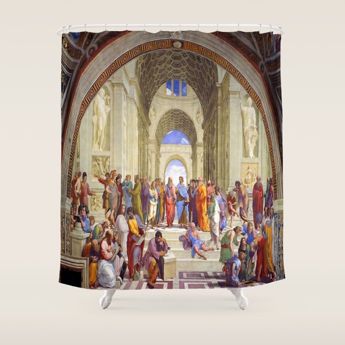 Raffaello Sanzio da Urbino - The School of Athens, 1509-1510 Shower Curtain Gallery Image 1
