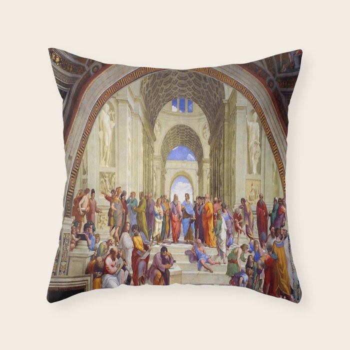 Raffaello Sanzio da Urbino - The School of Athens, 1509-1510 Throw Pillow Gallery Image 1