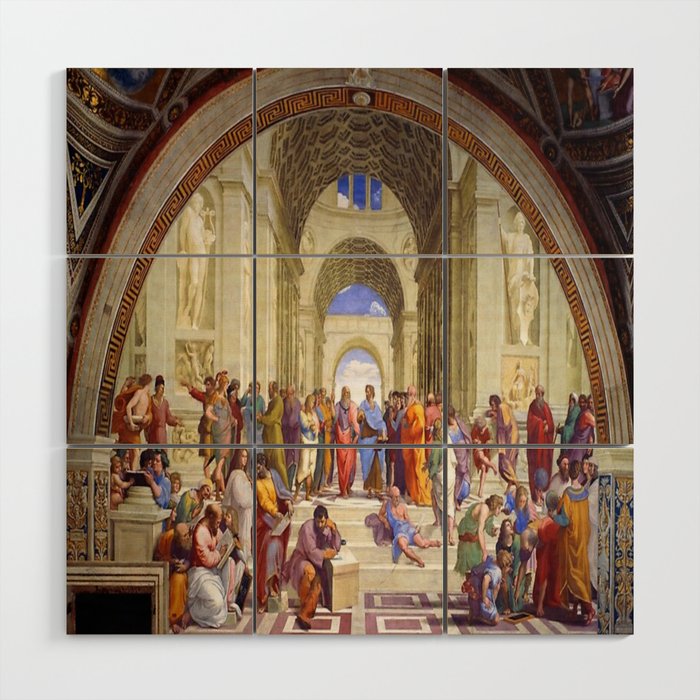 Raffaello Sanzio da Urbino - The School of Athens, 1509-1510 Wood Wall Art Gallery Image 1