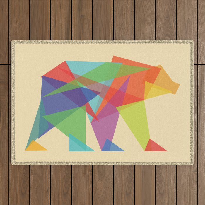 Fractal Geometric bear Outdoor Rug Gallery Image 1