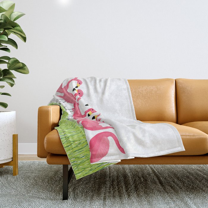 Cuban Pink Flamingos Throw Blanket Gallery Image 1