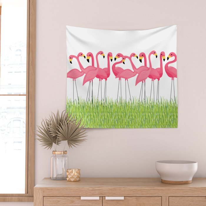 Cuban Pink Flamingos Wall Tapestry Gallery Image 2
