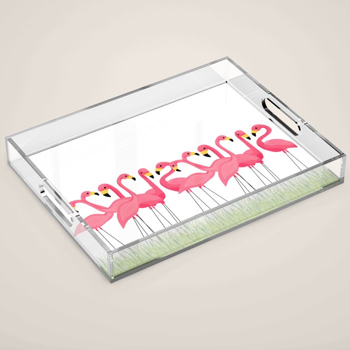 Cuban Pink Flamingos Acrylic Tray Gallery Image 1