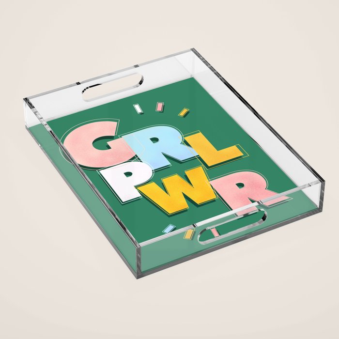 GIRL POWER - green Acrylic Tray Gallery Image 1
