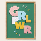 GIRL POWER - green Serving Tray Gallery Image 1
