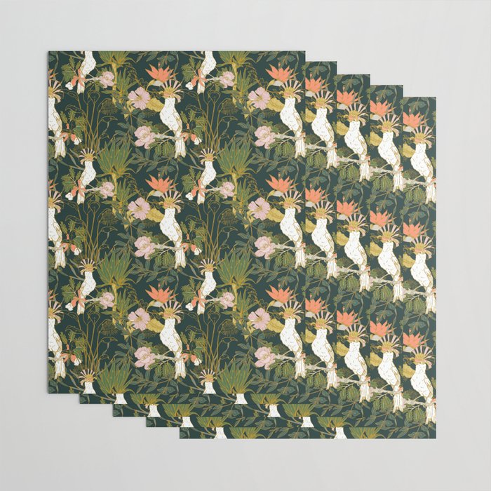 Drawing of exotic birds in the dark jungle Wrapping Paper Gallery Image 3