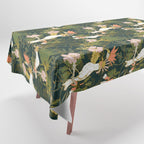 Drawing of exotic birds in the dark jungle Tablecloth Gallery Image 1