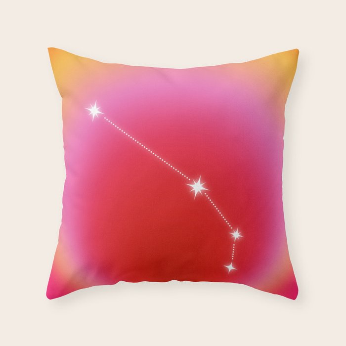 Aries Star Sign Constellation, Aura Gradient Zodiac Art Throw Pillow Gallery Image 6