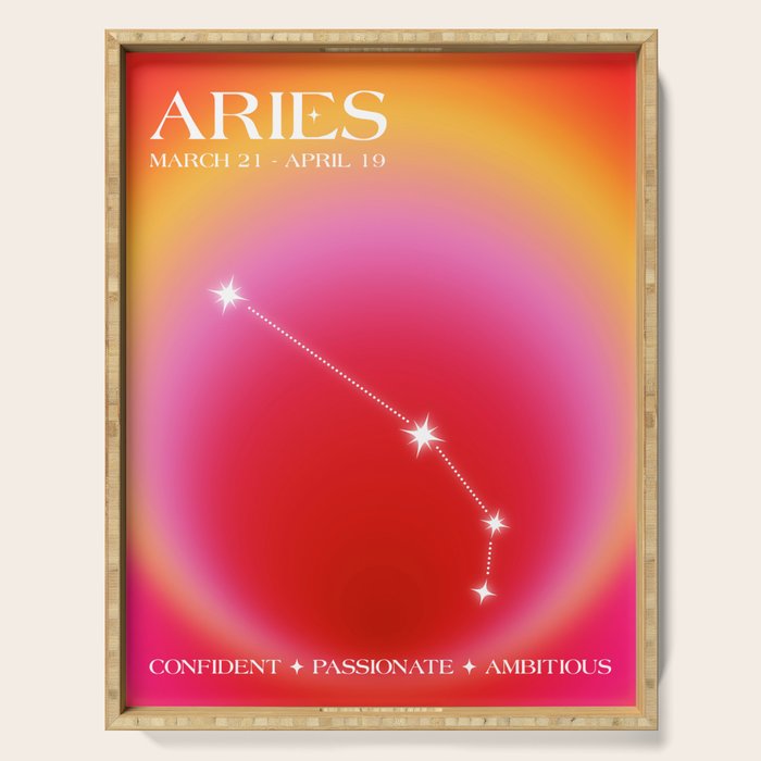 Aries Star Sign Constellation, Aura Gradient Zodiac Art Serving Tray Gallery Image 1
