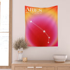 Aries Star Sign Constellation, Aura Gradient Zodiac Art Wall Tapestry Gallery Image 2