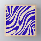 Wavy Loops Retro Abstract Pattern in Cobalt Blue and Beige Mini Art Print Gallery Image 1