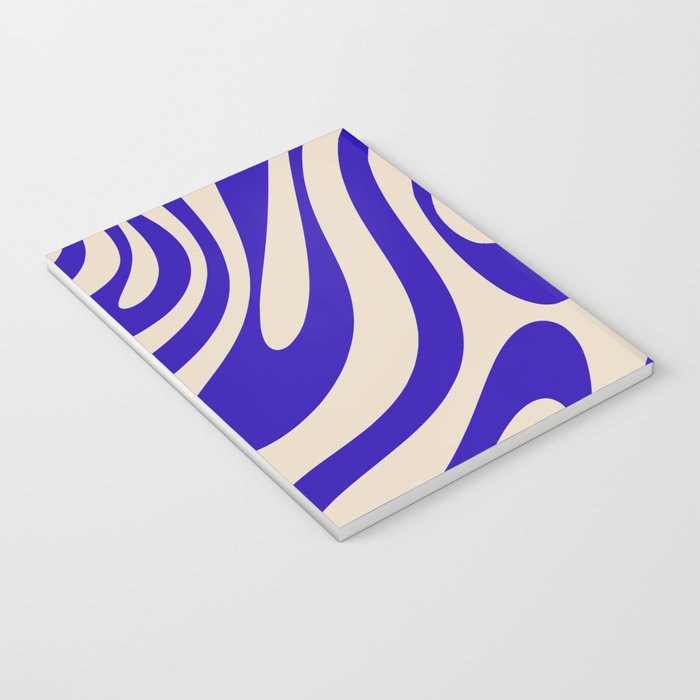 Wavy Loops Retro Abstract Pattern in Cobalt Blue and Beige Notebook Gallery Image 3